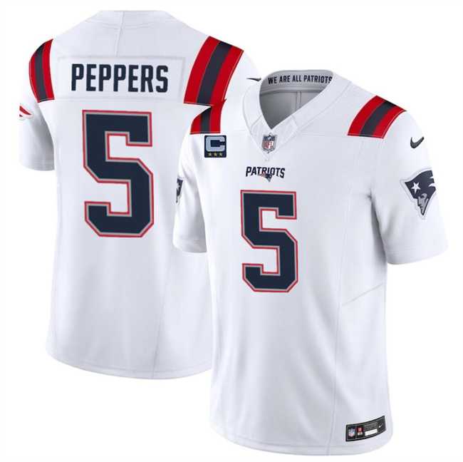 Men & Women & Youth New England Patriots #5 Jabrill Peppers White F.U.S.E. With 3-Star C Patch Vapor Limited Stitched Jersey->minnesota vikings->NFL Jersey